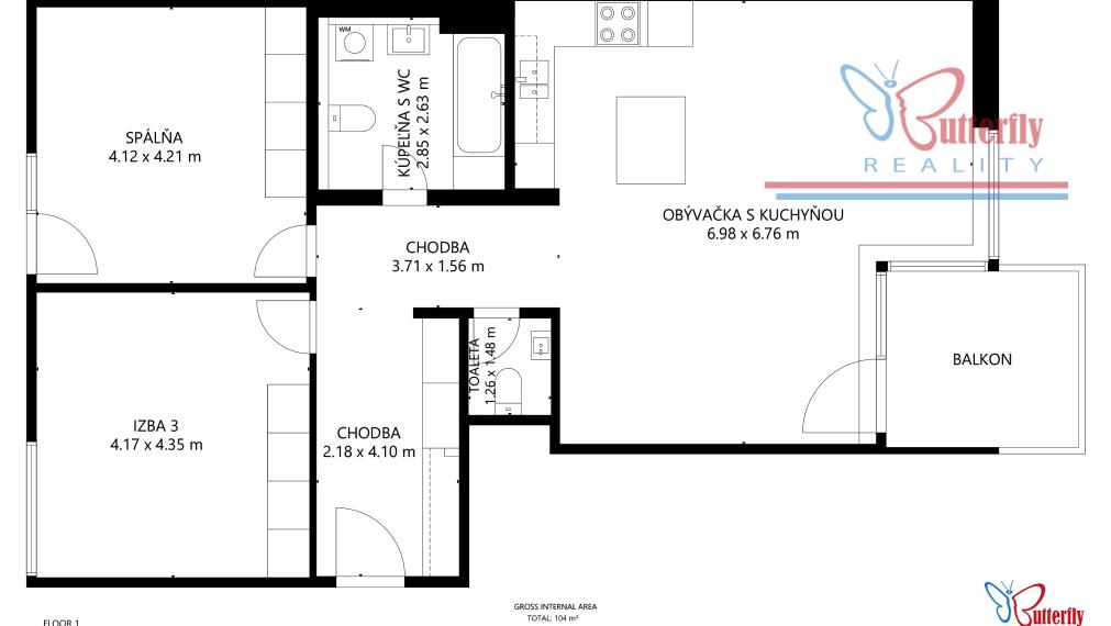 Moderný 3-izbový byt s predzáhradkou, terasou a výhľadom na mesto