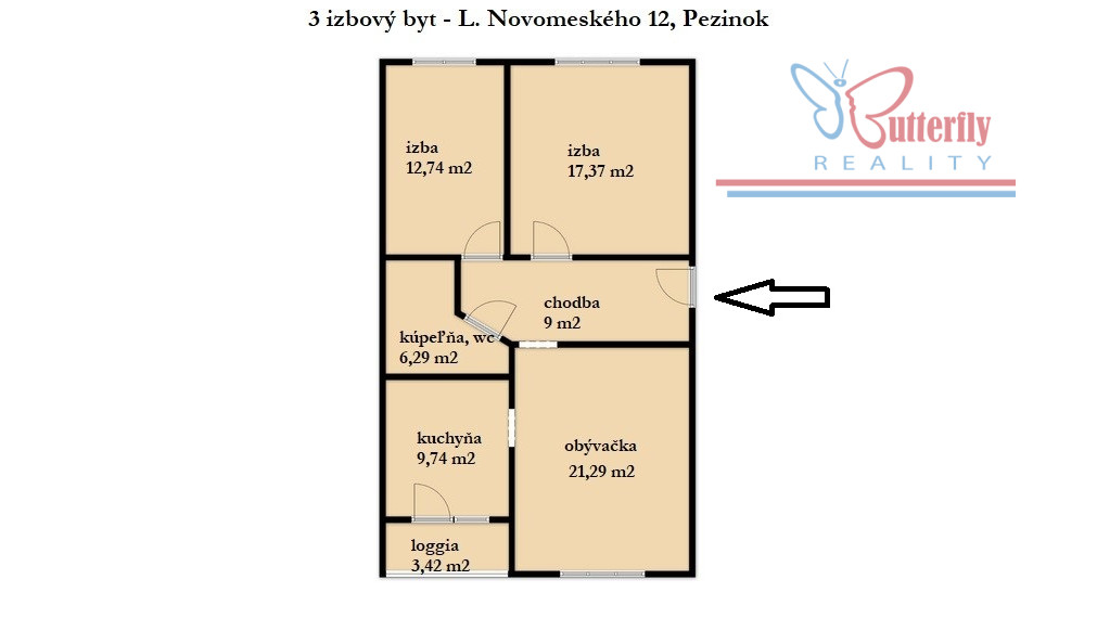 NA PREDAJ: 3-izbový byt s loggiou a klimatizáciou – Pezinok, L. Novomeského