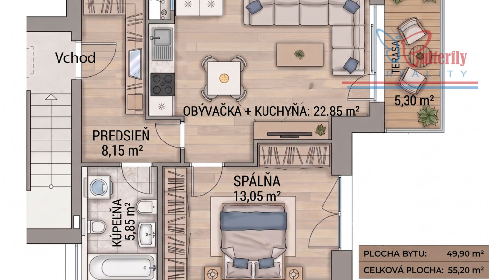 PREDAJ Tehlová 2-izb. novostavba 55m2 + parking, Trnávka