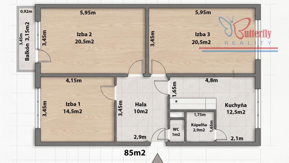 REZERVOVANÝ veľký 3-izb. 85m2 byt, Ružinov-Pošeň, Štefunkova ul.